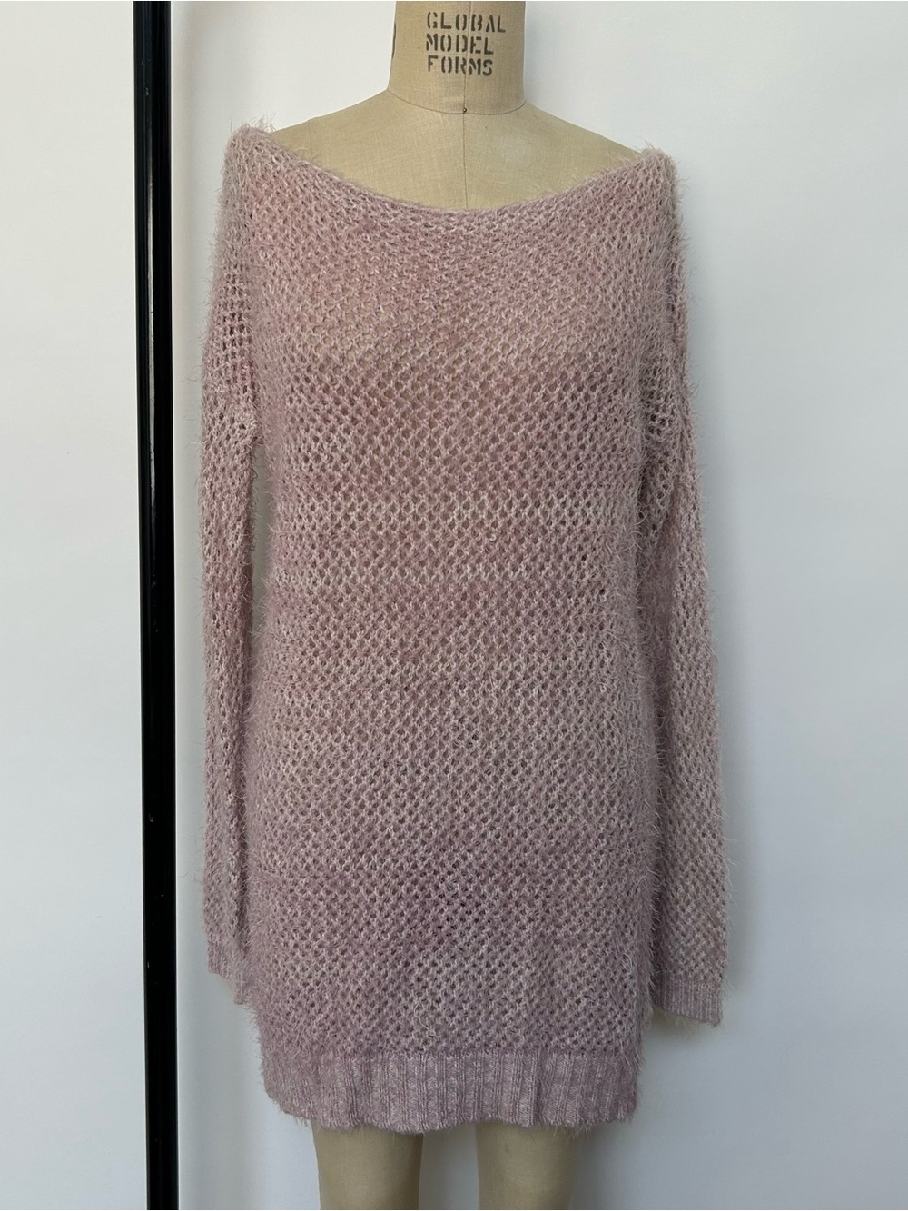 Say What? Dusty Pink Open-Weave Off-the-Shoulder Sweater